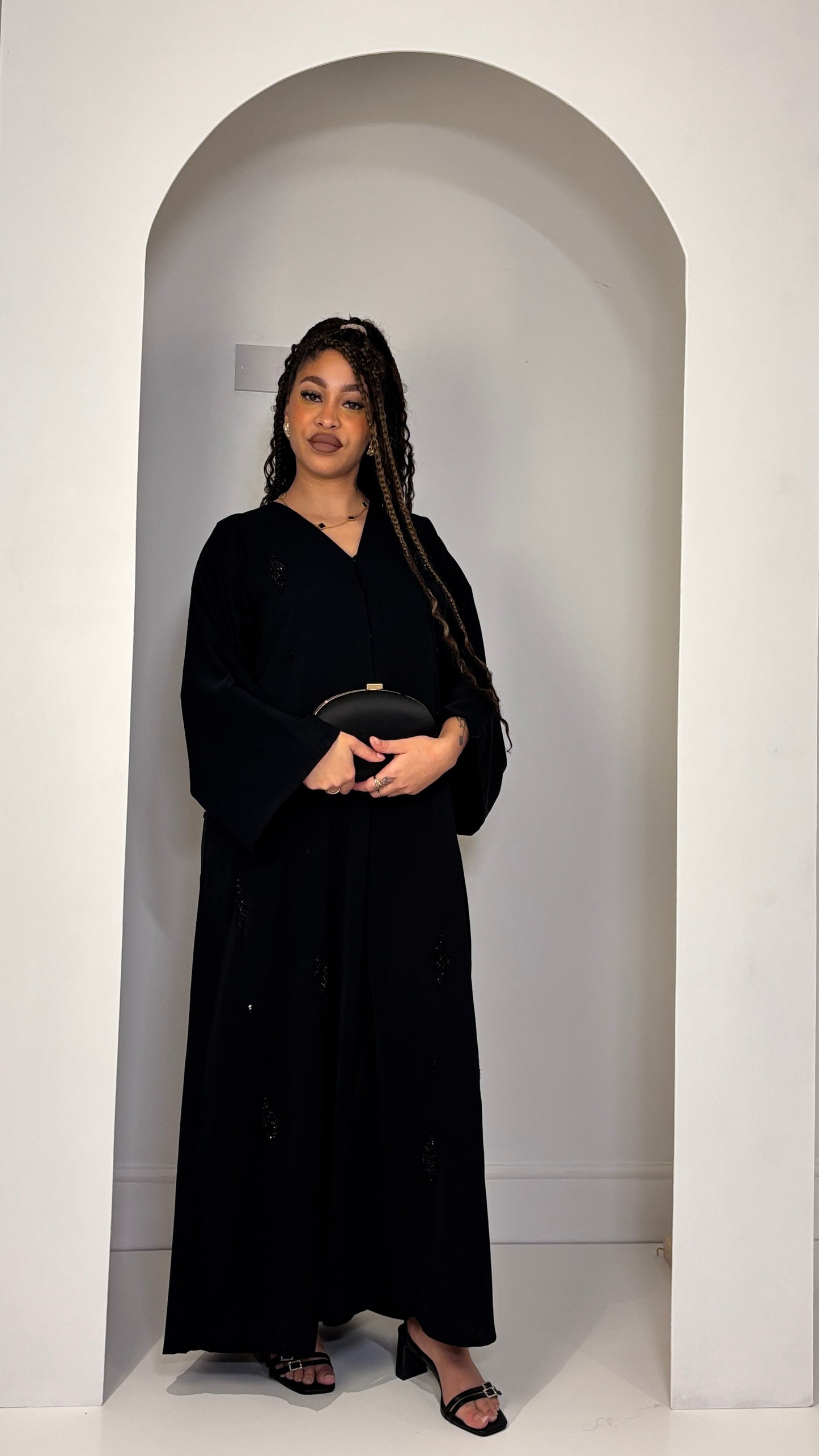 Timeless Elegance: Hand-Beaded Premium Korean Neda straight Abaya
