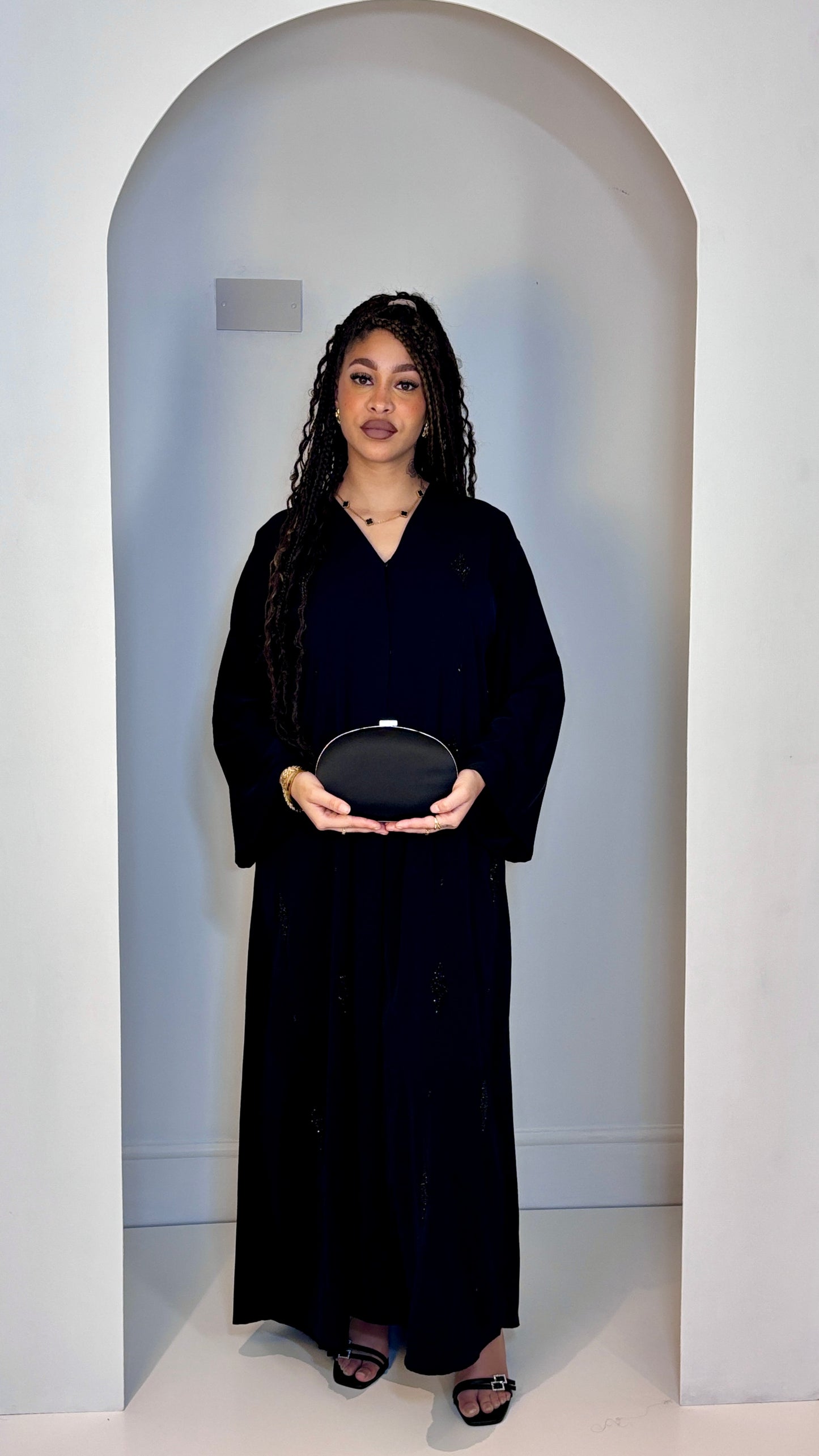 Timeless Elegance: Hand-Beaded Premium Korean Neda straight Abaya
