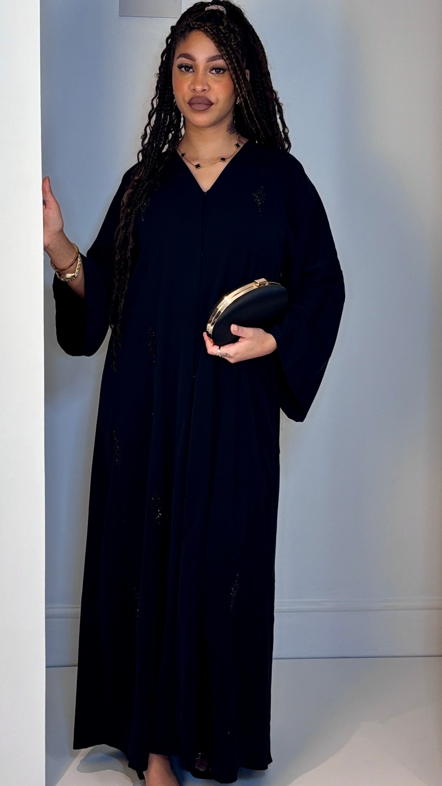 Timeless Elegance: Hand-Beaded Premium Korean Neda straight Abaya