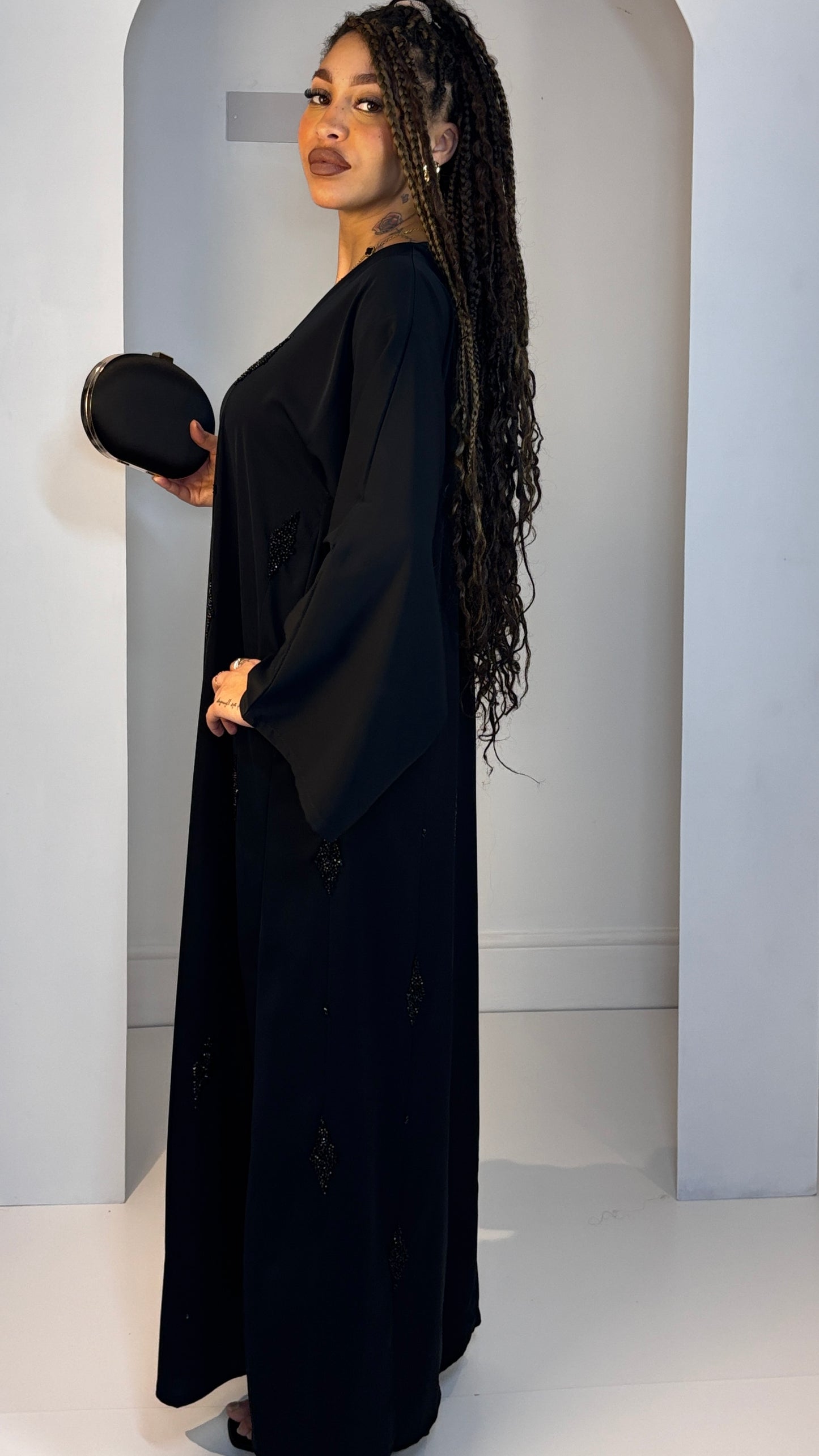 Timeless Elegance: Hand-Beaded Premium Korean Neda straight Abaya
