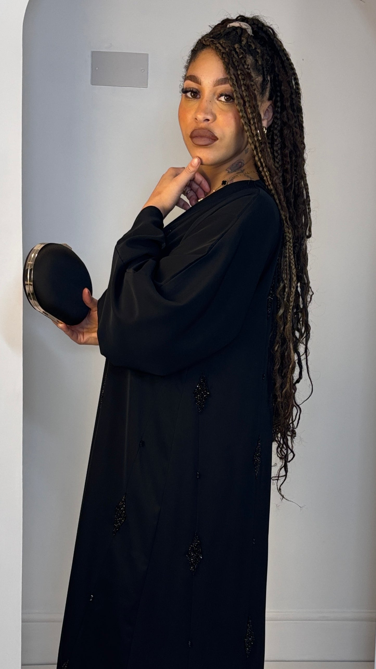 Timeless Elegance: Hand-Beaded Premium Korean Neda straight Abaya