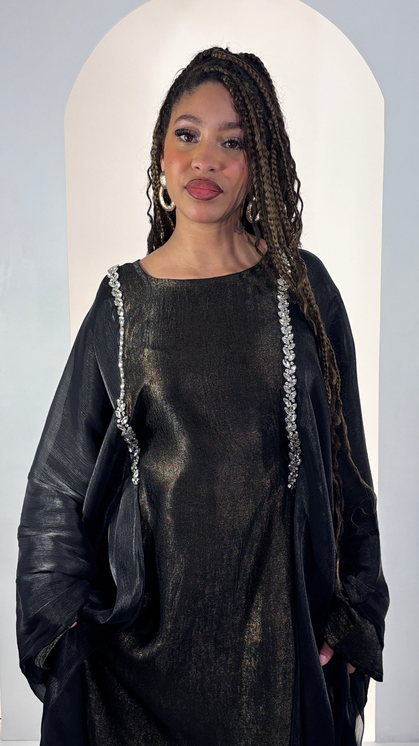 Luxury Metallic Bronze One-Piece Abaya