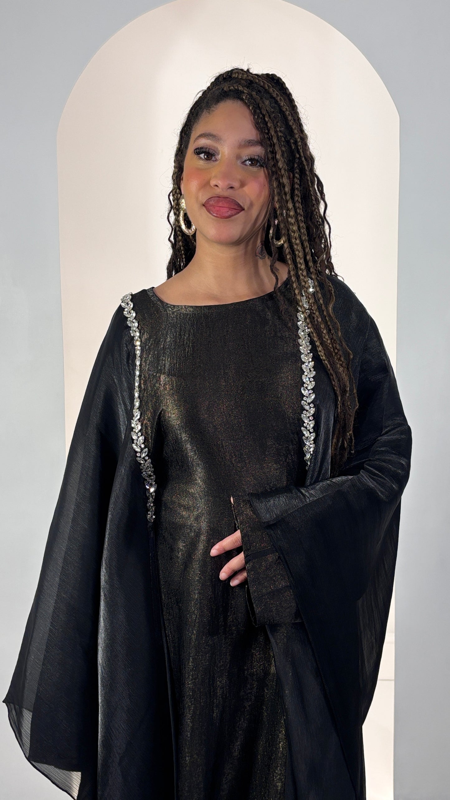 Luxury Metallic Bronze One-Piece Abaya