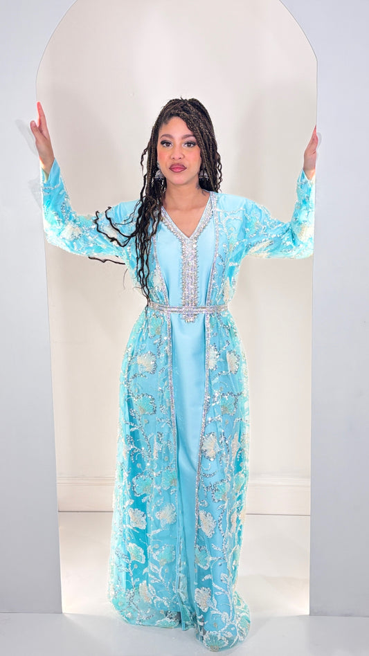 Exquisite Sky Blue Takchita Gown